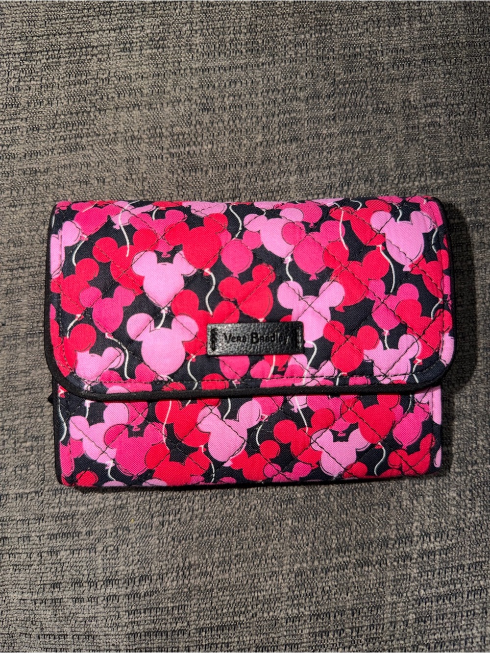 Vera Bradley Black Wallet with Pink & Red Balloon Mickey Print